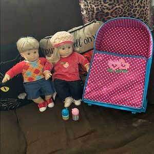 American Girl Doll rare bitty baby twin set with rolling suitcase carrier